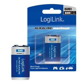 Bateria alkaliczna 6LR61 LogiLink 6LR61B1, blok, 9V, 1szt