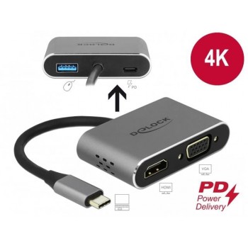 Replikator portów Delock USB Type-C - HDMI, USB 3.0, VGA, PD 2.0, USB type-C mikro