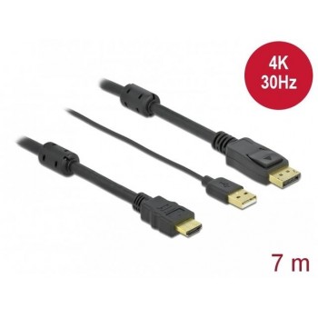 Kabel adapter Delock HDMI - DisplayPort M/M 4K 7m zasilany USB-A czarny