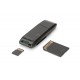 Czytnik kart DIGITUS 2-portowy USB 2.0 HighSpeed SD/Micro SD, kompaktowy, czarny