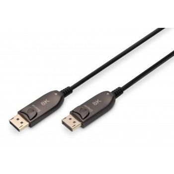 Kabel DIGITUS połączeniowy hybrydowy AOC DisplayPort 1.4 8K60Hz UHD DP/DP M/M czarny 30m