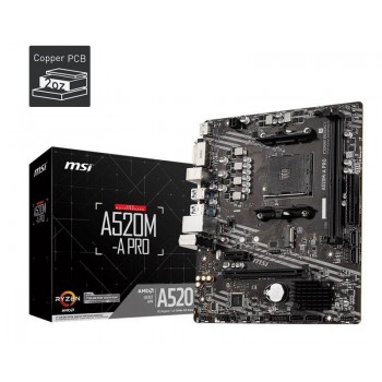 Płyta MSI A520M-A PRO /AMD A520/DDR4/SATA3/M.2/USB3.1/PCIe3.0/AM4/mATX