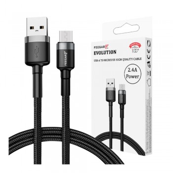 Kabel USB 3.0 Feegar Evolution FEE-01902 USB-A – microUSB-B nylonowy QC 3.0 1m czarno-szary