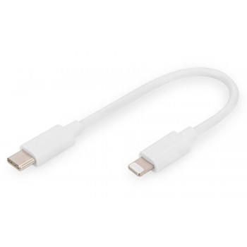 Kabel DIGITUS do transmisji danych/ładowania USB-C/Lightning MFI 0,15m biały