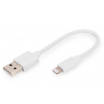 Kabel DIGITUS do transmisji danych/ładowania USB-A/Lightning MFI 0,15m biały