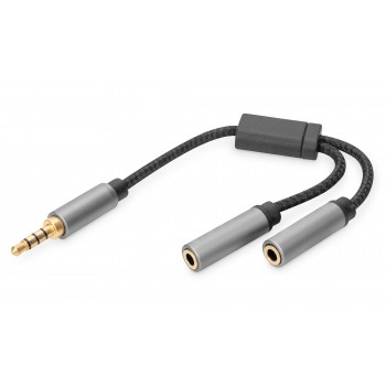 Kabel adapter headset DIGITUS PREMIUM MiniJack 3,5mm /2x 3,5mm MiniJack M/Ż nylon 0,2m