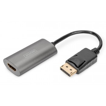 Kabel adapter DIGITUS DisplayPort z zatrzaskiem 8K 60Hz UHD Typ DP/HDMI A M/Ż czarny 0,15m