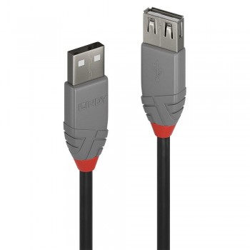 Przedłużacz USB 2.0 LINDY Type A Extension Cable, Anthra Line 2m Black