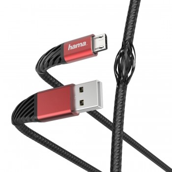 Kabel USB 2.0 Hama "Extreme" A (M) - Micro USB B (M) 1,5m czarno-czerwony