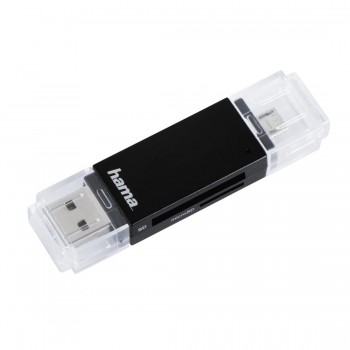 Czytnik kart Hama Basic SD/microSD 2W1 USB/microUSB 2.0 czarny OTG