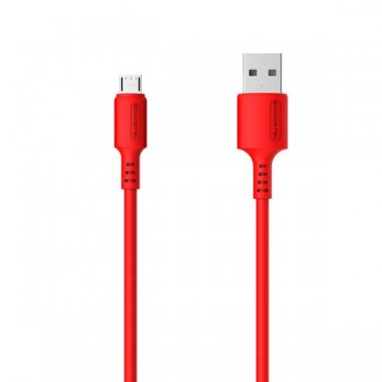 Kabel Somostel SMS-BP06 micro USB 3.1A Quick Charger 1.2m Powerline Macaron czerwony