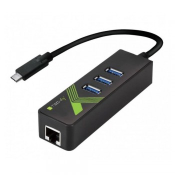 Karta sieciowa / Adapter Techly USB-C / Gigabit RJ45 Hub 3xUSB 3.0