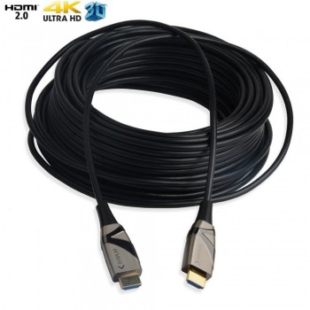 Kabel optyczny HDMI Techly HDMI-HDMI 2.0 M/M Ethernet 3D 4K, 50m, czarny