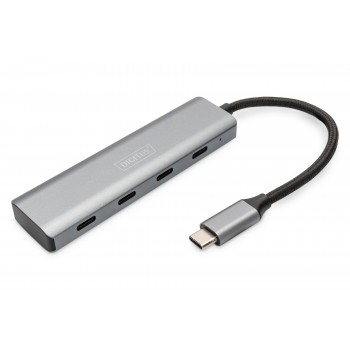 Hub USB Typ C DIGITUS 4-portowy 4x USB Typ C aluminium 5Gbps