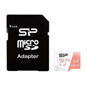 Karta pamięci Silicon Power microSDXC Superior 64GB V30 UHS-1 U3 A1 + ADAPTER