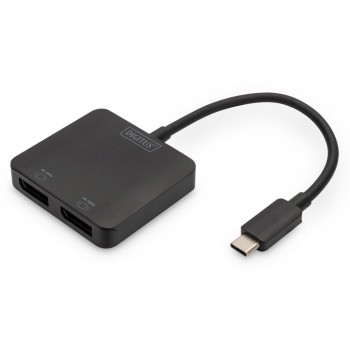 Hub/Koncentrator DIGITUS 2-portowy USB Typ C/2x DisplayPort 4K/60Hz HDR HDCP 2.2 MST