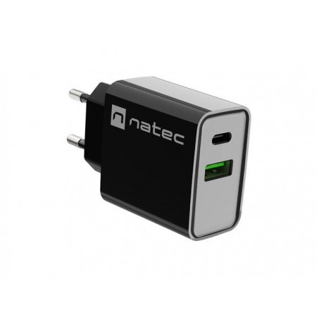 Ładowarka sieciowa Natec Ribera 1x USB-A + 1x USB-C 20W czarna