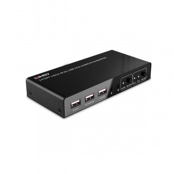 Przełącznik KVM LINDY 2-portowy HDMI 4K60, USB 2.0 & Audio Black