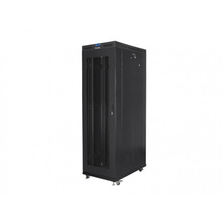 Szafa instalacyjna stojąca 19" 42U 800x1200 czarna drzwi perforowane LCD Lanberg (flat pack)