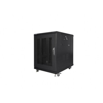 Szafa instalacyjna stojąca 19" 15U 600x800 czarna drzwi perforowane LCD Lanberg (flat pack)